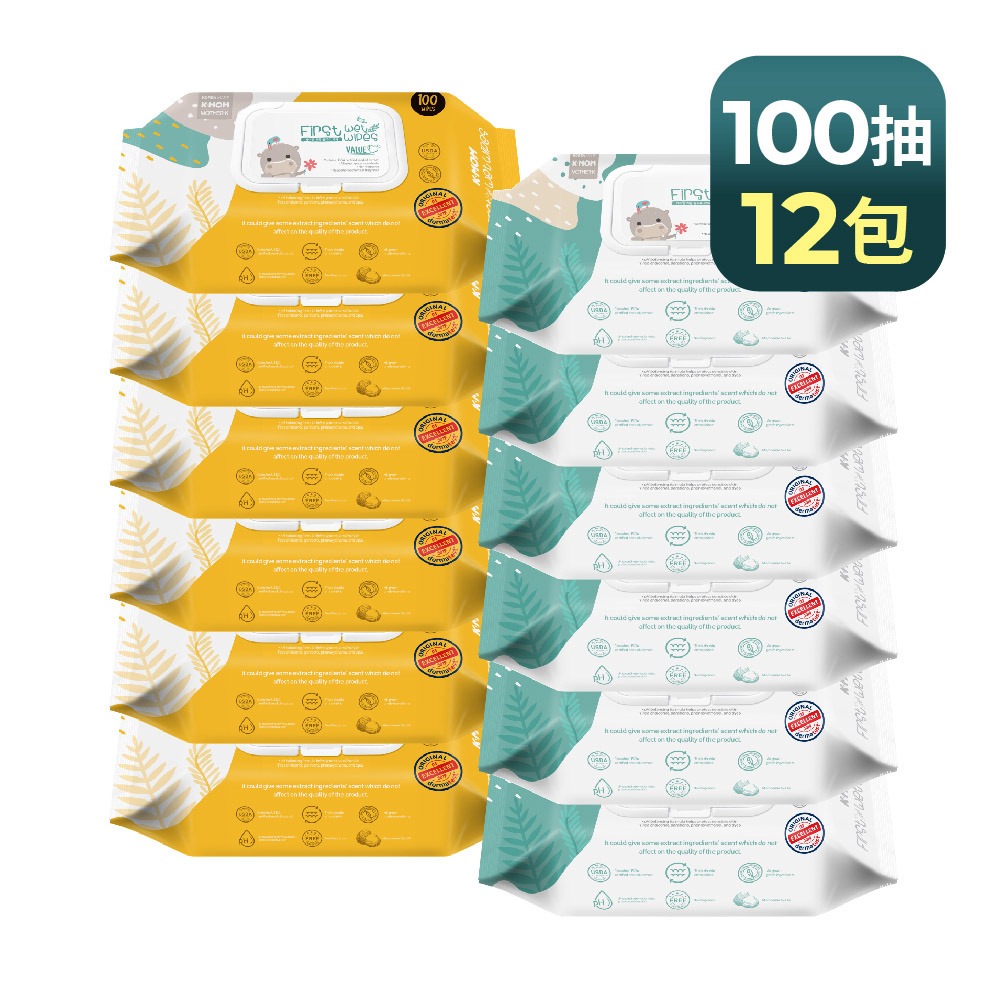 【MOTHER-K】★自然純淨嬰幼兒濕紙巾-掀蓋柔花款100抽 12組入